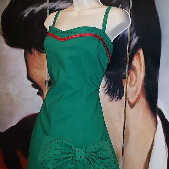 Tatyana Cubana Carmen Miranda Style 1940's Pinup Pencil Dress Large Ruffle & Bow - Picture 6 of 8